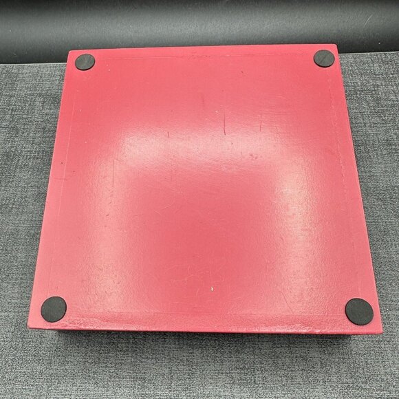 Vintage Wooden Red Napkin Holder w/ Metal Rooster Chicken Country Kitchen Rustic - Picture 7 of 12